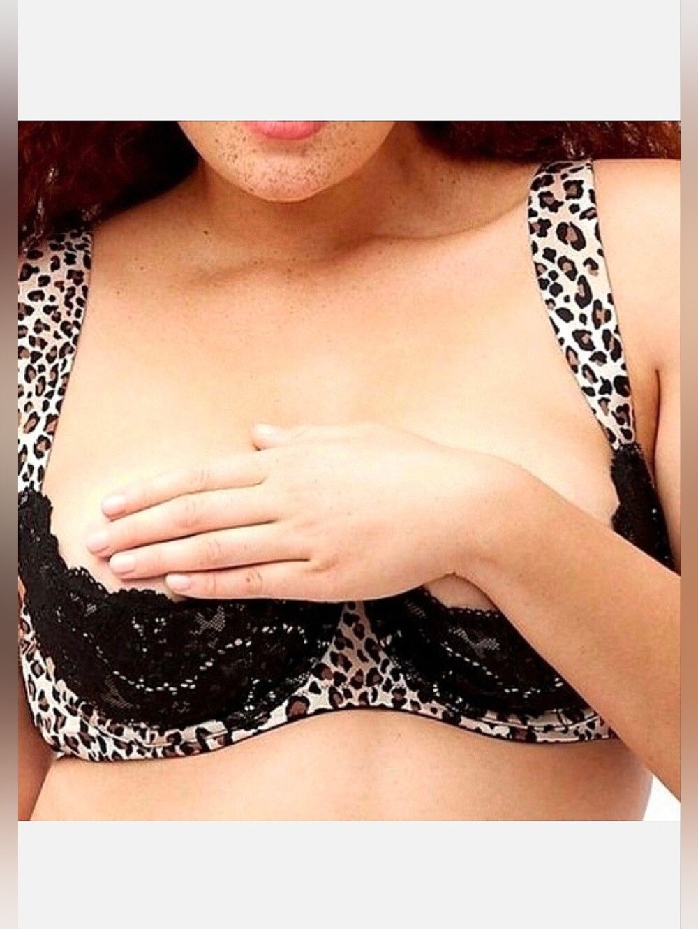 CACIQUE Quarter Cup Leopard Black Lace Bra 40DDD